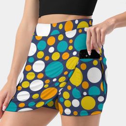 Skirts 60S Colour Bubbles Women's Skirt With Pocket Vintage Printing A Line Summer Clothes Makanahele Minimal Minimalist