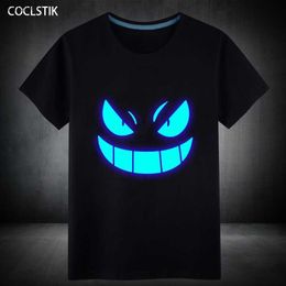 Men's T-Shirts 100% Cotton Mens Summer Short T-Shirt Blue Fluorescent Casual Luminous T-shirts Men Tshirt Male Fitness Tops Plus Size S-5XL L230520