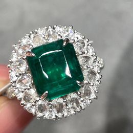 Cluster Rings LR2023 Emerald Ring Pure 18K Gold Jewellery Nature Green 3.55ct Gemstones Diamonds Female For Women Fine