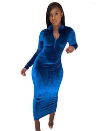 Casual Dresses Velvet Prom Long Dress Luxury Women With Zipper Nightclub Outfits Wedding Evening Gowns Birthday Party Sexy Bodycon Maxi