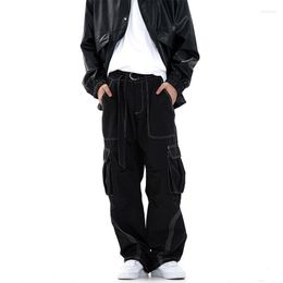 Men's Pants DEEPTOWN Baggy Cargo Men Japanese Style Straight Work Trousers Male Loose Casual Black Brown Streetwear Hip Hop Fashion