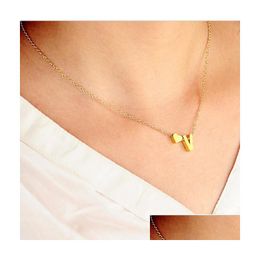 Pendant Necklaces 26 Intial Letter Alphabet Heart Necklace For Women Gold Sier Color Az Letters Chain Drop Delivery Jewelry Pendants Dhgid