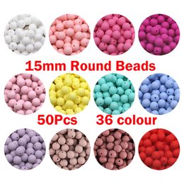 Baby Teethers Toys Kovict 50pcs 15mm Silicone Beads Safe Teether Round Teething DIY Chewable Colourful For Infant 230525