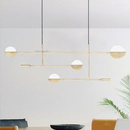 Pendant Lamps Lights Geometric Line Iron Lamp Living Room Warm Bedroom Study Dining Home Decor Luminare