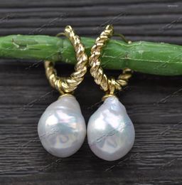 Dangle Earrings Z12164 A 20mm White Baroque Drop Edison Keshi Pearl Earring