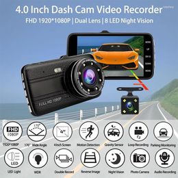 Camcorders 4 Inch Car DVR Video Recorder Dashcamera 1080P Rear View Dual Lens Full HD G Sensor Portable Cycle Recording Dash Cam Dashcam