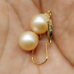 Dangle Earrings GENUINE 10-12MM Faint Pink SOUTH SEA PEARLS EARRING 14k/20 Gold