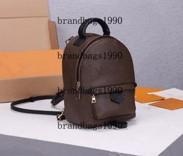 Designers Smooth Zipper Mini Backpack Genuine leather children backpack women Brown printing backpack Travel Bags Lady's school bags