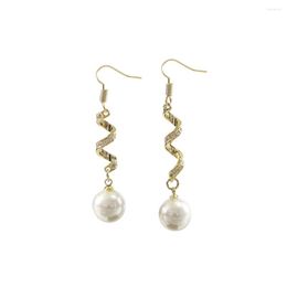 Dangle Earrings LANFLORA Fashion Gift Water Ripple Long Women Pearl Copper Alloy Classic Bulk Wholesale