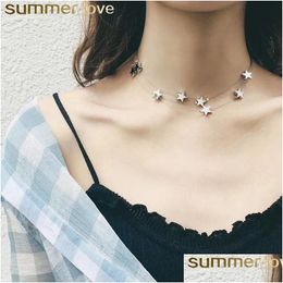 Pendant Necklaces Trandy Pentagram Mtilayer Chain For Women Korean Fashion Simple Sweet Short Choker Necklace Jewellery Accessories Dr Dhlju