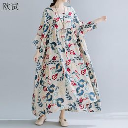 Dress Oversized Ladies Dresses for Women Cotton Floral Summer Beach Dress Woman 2022 Oversize Long Dress Robe Femme