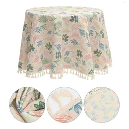 Curtain Floral Tablecloth Round Prints Decorative Dinner Leaves 150x150cm Leaf Decoration Desk Cotton Linen Dining