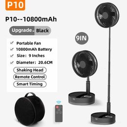 Other Home Garden P10 Portable Folding Fan 10800mAh USB Remote Control Air Cooler Silent Rechargeable Wireless Floor Standing Fan For Outdoor Home 230525