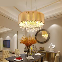Chandeliers Led Suspended Gold Dining Room Chandelier Lighting Pipe Lamp Luxury Lustre Project Resraurant Round Luminaire