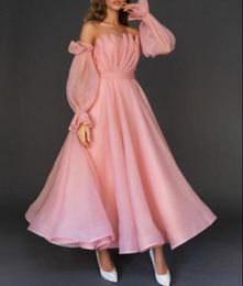 Strapless Prom Dress Organza A-line Ruffle Ankle-length Gown Cocktail Dress