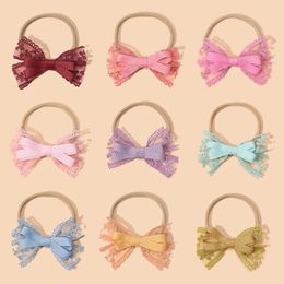 Princess Baby Girl Lace Embroidered Headband Summer Spring Kid Headwear Infant Girls Bow Hair Clips Baby Nylon Headband