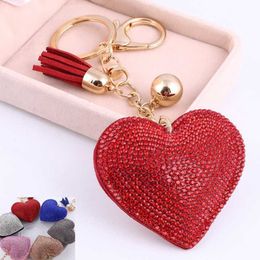 Key Rings Fashion Heart Handmade Cute Crystal Women's Car Pendant Statement Rhinestone Jewellery Bag Keychain Ring Wholesale G230526