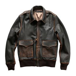 Leather Bomber Jacket Men Motorcycle Jacket Spring Coat Classics Tops Retro Style Plus Size S M L Xl XXL