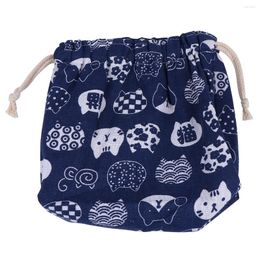 Dinnerware Sets DIY Beautiful Bento Bag Waterproof Purse Women Cotton Linen Lunch Lunchbox Tote Mini Wallet Sundries Japanese Style