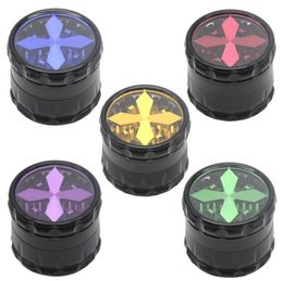 Smoking pipe Cross border fashion 4-layer cross cover Aluminium alloy cigarette grinder 63mm metal cigarette grinder