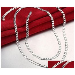 Chains 925 Sterling Sier Plated 4Mm 1624Inches Chain Necklace Hiphop Jewellery For Women Men Drop Delivery Necklaces Pendants Dhvfo