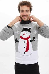 Men's T Shirts DeFacto Man Winter Christmas Light Grey Knitted Pullover Men Casual Snowmen Prints Tops Male Warm Pullovers-M3404AZ19CW