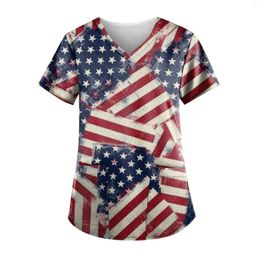 Women's T Shirts Women S Blouses Cute 2023 Independence Day Holiday Digital Print Women's V Neck 3D Large Quick Dry Active Tops