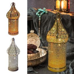 Candle Holders Moroccan Desk Lamp Battery Operated Decorative Lantern Metal Cage Decoration For Parties Garden Home Living Room Decor