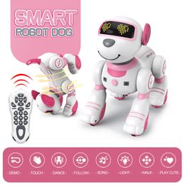 Electric/RC Animals Funny RC Robot Electronic Dog Stunt Dog Voice Command Programmable Touch-sense Music Song Robot Dog Toys for Girls Children's 230525