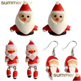 Charm Beautif Kids Earring Handmade Polymer Clay Soft Santa Claus Earrings For Women Fashion Christmas Piercing Ear Studs Jewellery Gi Dh1Yq