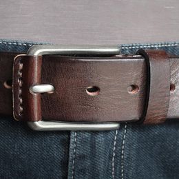 Belts Genuine Leather Belt Vintage Topcoat Cowhide Handmade Men's Fashion Business Leisure Needle Buckle