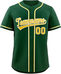 Custom Baseball Jersey Personalized Stitched Hand Embroidery Jerseys Men Women Youth Any Name Any Number Oversize Mixed Shipped Green with Yellow 2605030