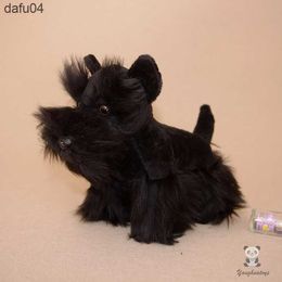 Dolls Simulation Dogs Dolls Plush Animals Toy Cute Schnauzer Doll Toys Children Gift Black L230522 L230522