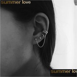 Charm 4Pcs/Set Vintage Boho Moon Stud Earring Leaves Ear Clip Design For Women Girls Jewellery Party Gift Drop Delivery Earrings Dhzln