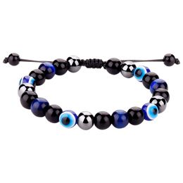 Beaded Tiger Eye Braided Bracelets Mens Evil Blue Eyes Triple Protection Bracelet Jewellery Drop Delivery Dhmou