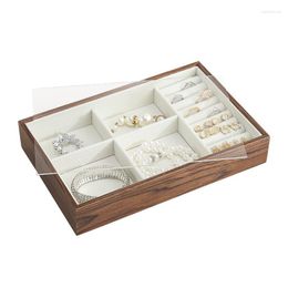 Jewellery Pouches Classical Wood Jewlery Box With Transparent Cover Jewelery Storage Case For Women Gift Ring Necklace Earring Accessories