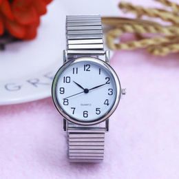 Wristwatches 2023 Old Men Women Flexible Elastic Strap Watches Ladies Fashion Simple Large Digital Stainless Steel Electronic