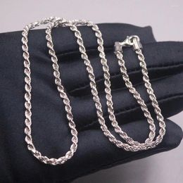 Chains Real 925 Sterling Silver 3mm Strong Rope Link Chian Necklace Lobster-Clasp