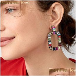 Dangle Chandelier Colorf Crystal Square Earrings Arrival Fashion Jewelry Ethnic Big Rhinestone Geometry For Lady Women Drop Deliver Dhmp7