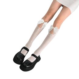 Women Socks Xingqing Y2k Fishnet Fishnets Stocking Glitter Nylon See-through Decorative Bows For Dress Dates Clubwear