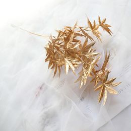 Decorative Flowers 5Pcs Artificial Flower Golden Plastic Bouquet Fog Phoenix Tail Fake Wall Wedding Background Decoration