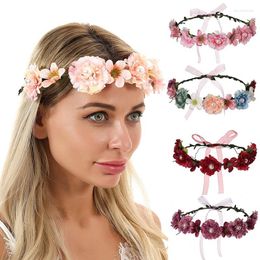 Decorative Flowers 1/2pcs Fashion Artifical Wreath Crown Festival Headband Fake Girls Floral Garland Wedding Hair Accessories