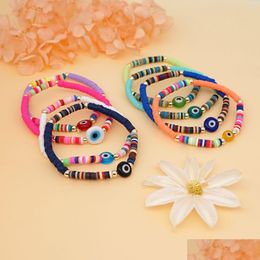 Charm Bracelets Polymer Clay Bead For Women Evil Blue Eye Friendship Handmade Jewellery Gifts 4Mm Beads Drop Delivery Dh0Fs