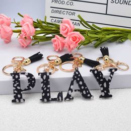 Keychains Acrylic Letter Keychain Black Dot Transparent Fashion European and American Popular Jewellery Bag Gift Pendant G230525