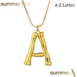 Pendant Necklaces Personalised 26 Letter Initial Bamboo Necklace For Women Alphabet Name Girl Gold Colour Snake Chain Diy Jewellery Dro Dhsjh