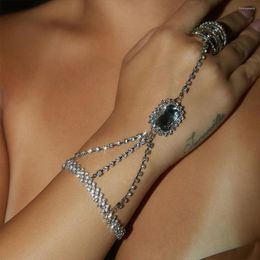 Link Bracelets Rhombus Bracelet For Women Luxury Ring Hand Chain Jewelry Fashion INS Trend Wedding Accessories Crystal Bangle