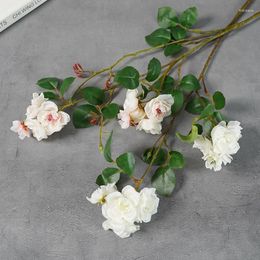 Decorative Flowers 6pcs/lot Artificial Cherry Blossom Silk Flower Branch Wedding Pography Bouquet Home Living Room El Fake Decoration