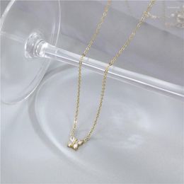 Pendant Necklaces 14K Gold Plated Stainless Steel Cubic Zirconia Butterfly For Women Texture Metal Collor Jewelry Gift