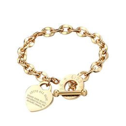 Charm Bracelets Love Heart Stainless Steel O Chain Personalized Bible Prbs Bracelet For Women Gold Jewelry Gift Drop Delivery Dhqqg