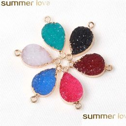 Charms Trendy Druzy Resin Stone Waterdrop Geometry Durzy Pendant For Necklace Bracelet Diy Jewelry Making Drop Delivery Findings Comp Dhyrc